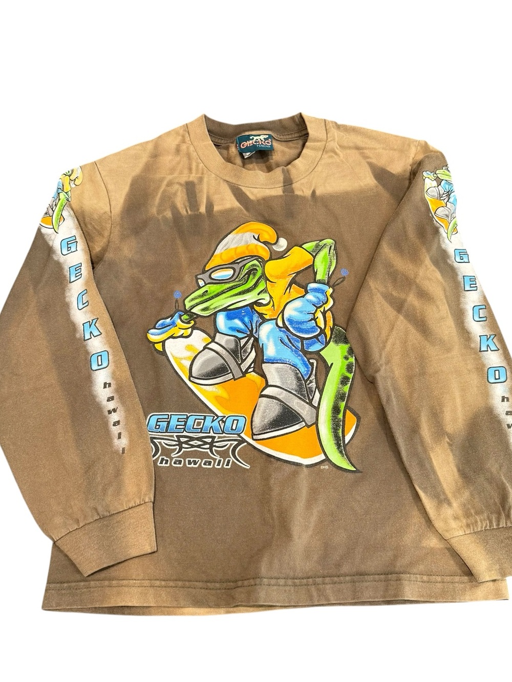 Gecko Hawaii vintage kids youth long sleeve t shirt 90s small 5 boys